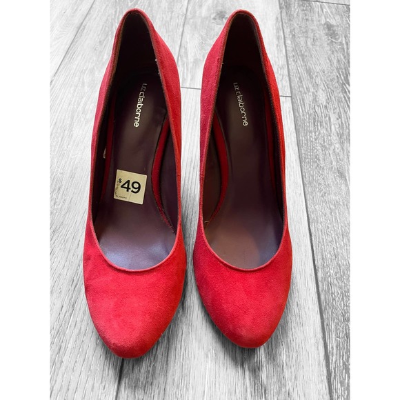 Liz Claiborne Suede Red Heels Size 7 M - Picture 4 of 8